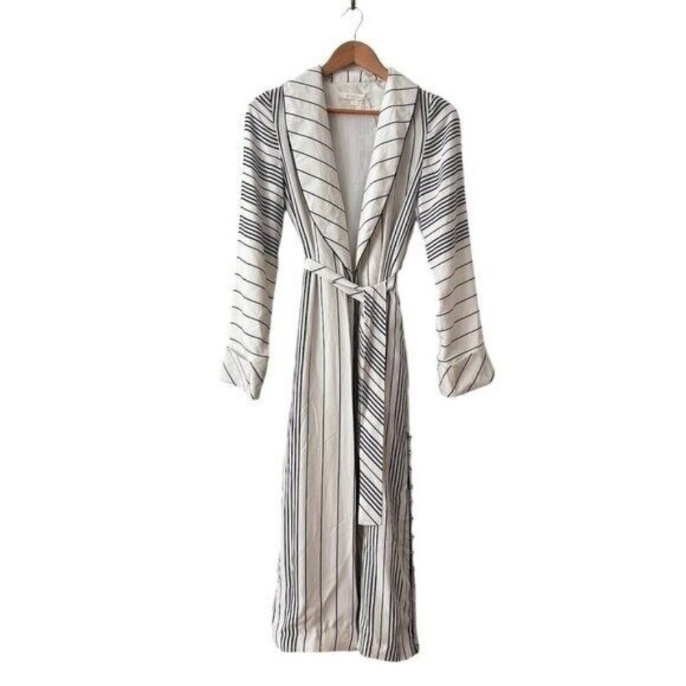 Jonathan Simkhai Striped Belted Side Button Duster - Picture 2 of 6